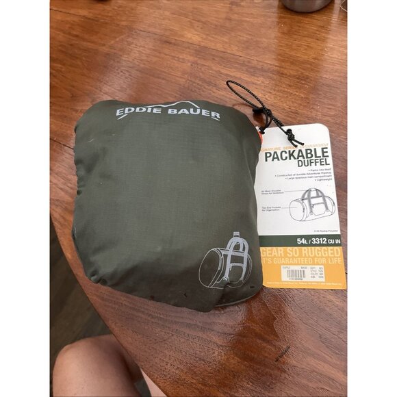 NWT Eddie Bauer Packable 54 L Duffel Bag-Made from Ripstop Polyester Olive - Picture 1 of 6